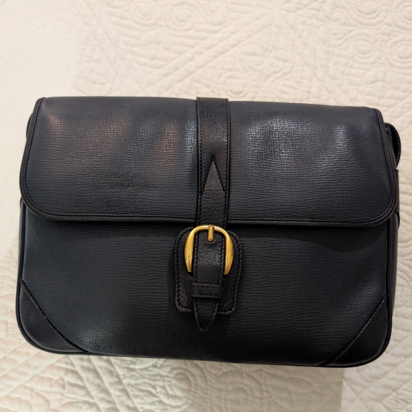 GUCCI Rare Vintage Shoulder Bag Crossbody Boar Skin Gold Hardware Leather Unisex - Picture 2 of 15